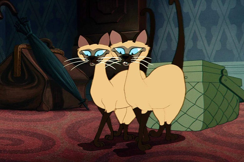 The movie's animated Siamese cats.