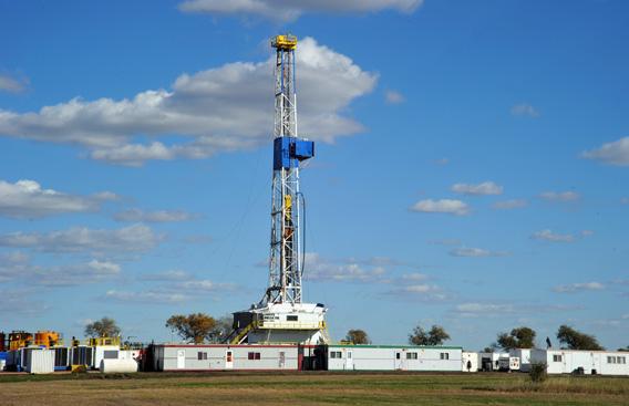 An oil drill at the Bakken Formation.