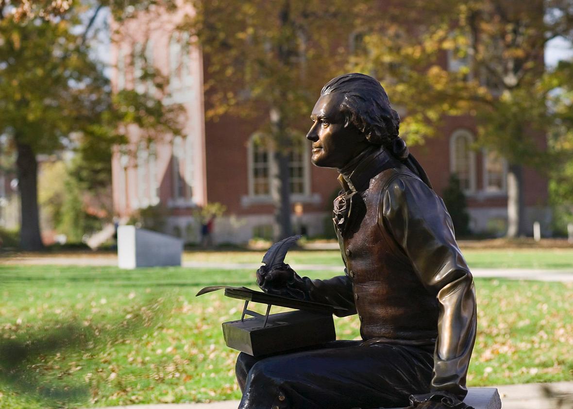 Statue of Thomas Jefferson on the University of Missouri.