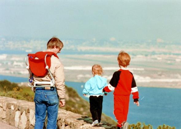 The author, center, with her father and brother Mike.