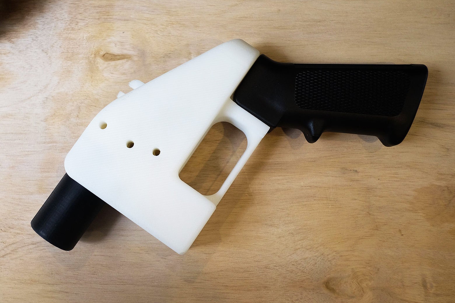 A 3D-printed gun called the Liberator is seen at a factory in Austin, Texas on Wednesday.