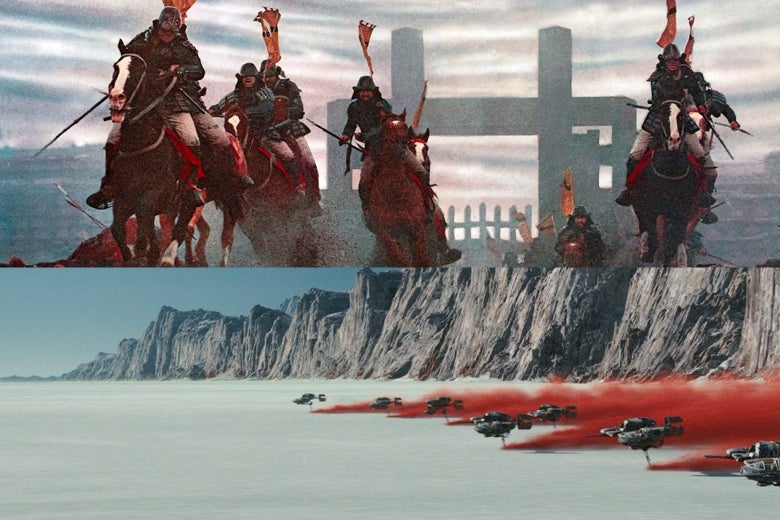 The Last Jedi borrows from the films of Akira Kurosawa—especially, in the final battle sequence, Ran.