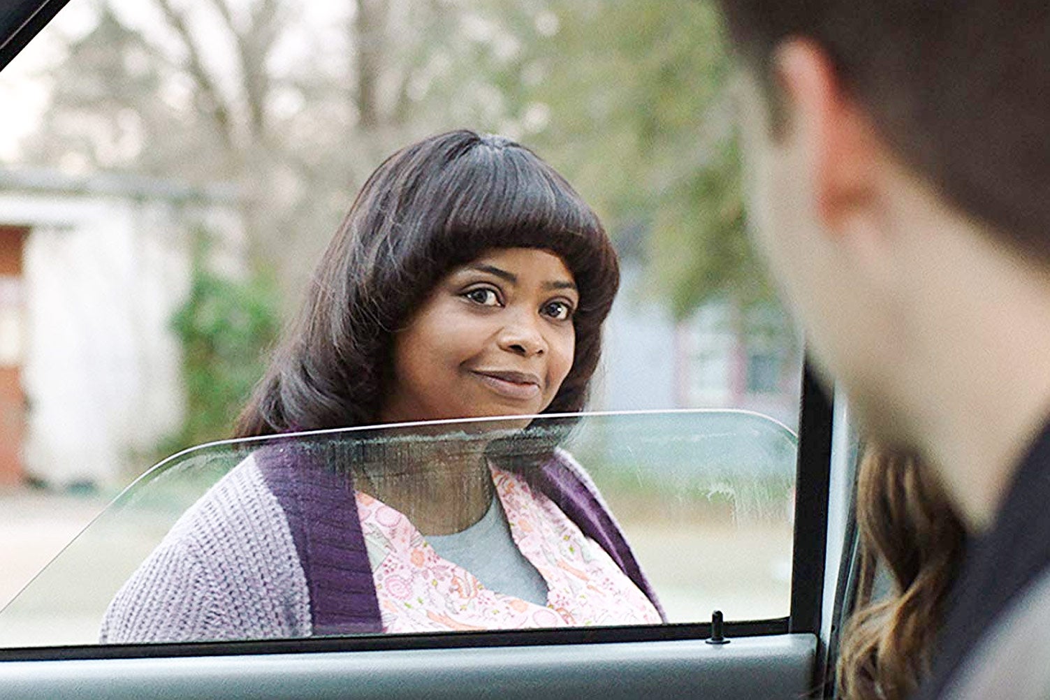 In a scene from Ma, Octavia Spencer looks creepily into a car window.