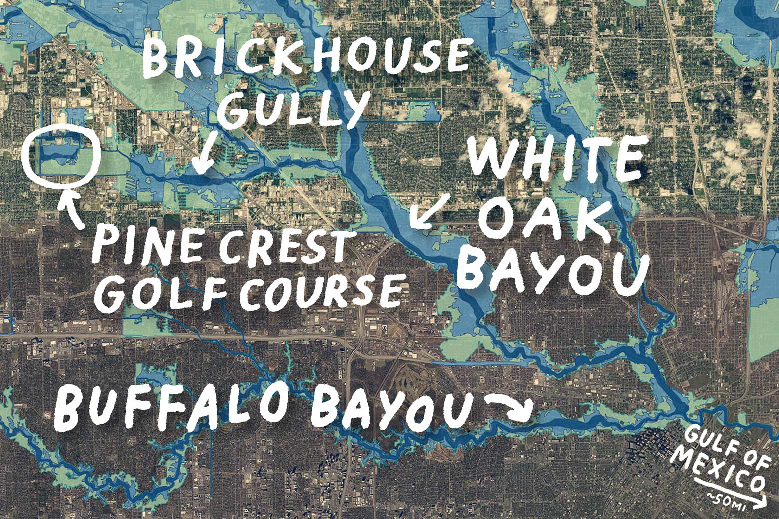 Flood map of northwest Houston.