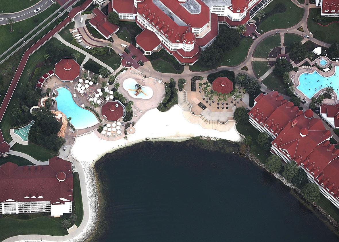 The beach area of the Walt Disney World's Grand Floridian resort hotel is seen where a 2-year-old boy was taken by an alligator as he waded in the waters of the Seven Seas Lagoon on June 15, 2016 in Orlando, Florida. 