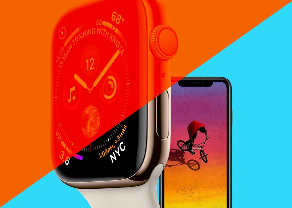The iPhone XR and the Series 4 Apple Watch.