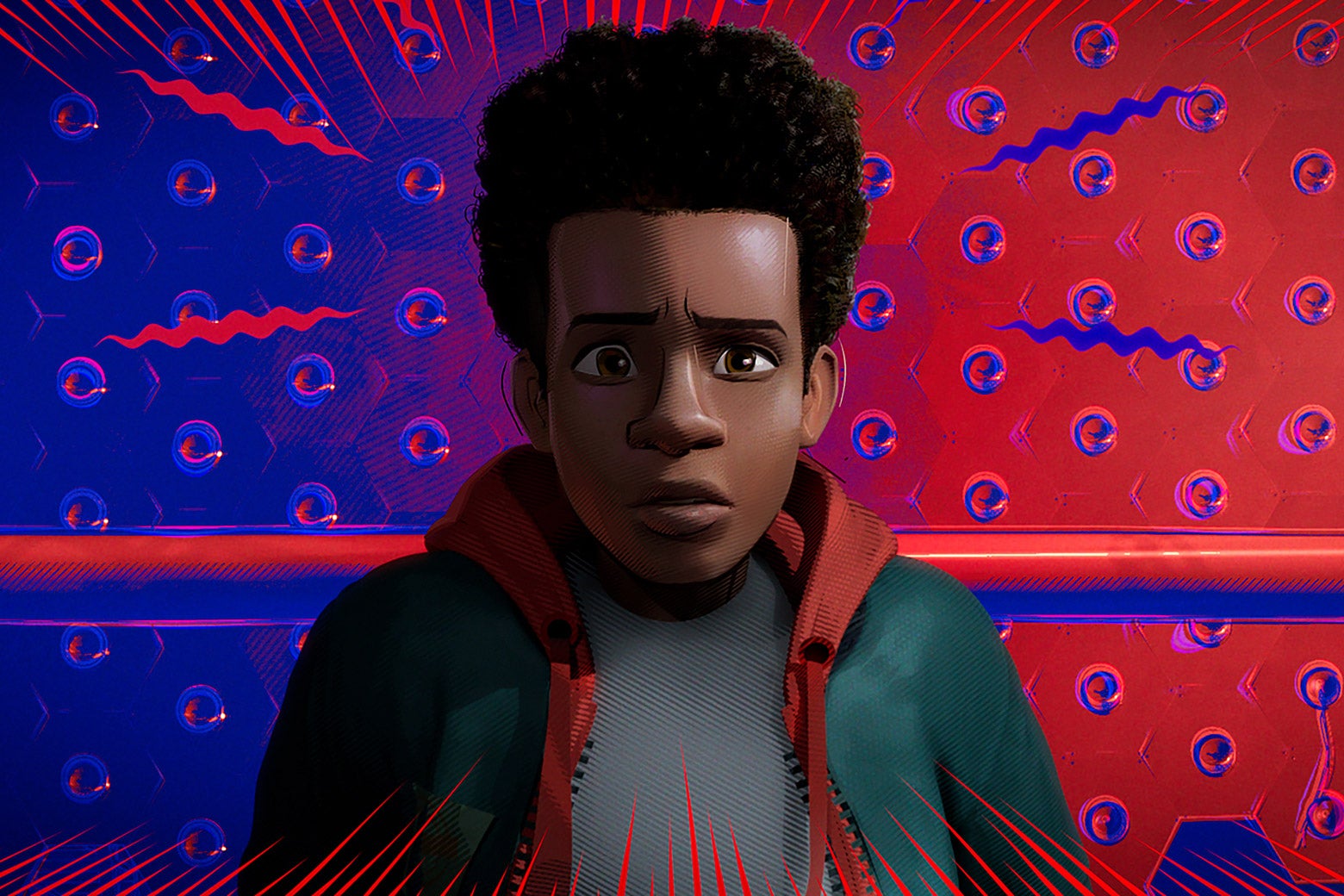 Miles Morales feeling his Spidey-sense tingle.