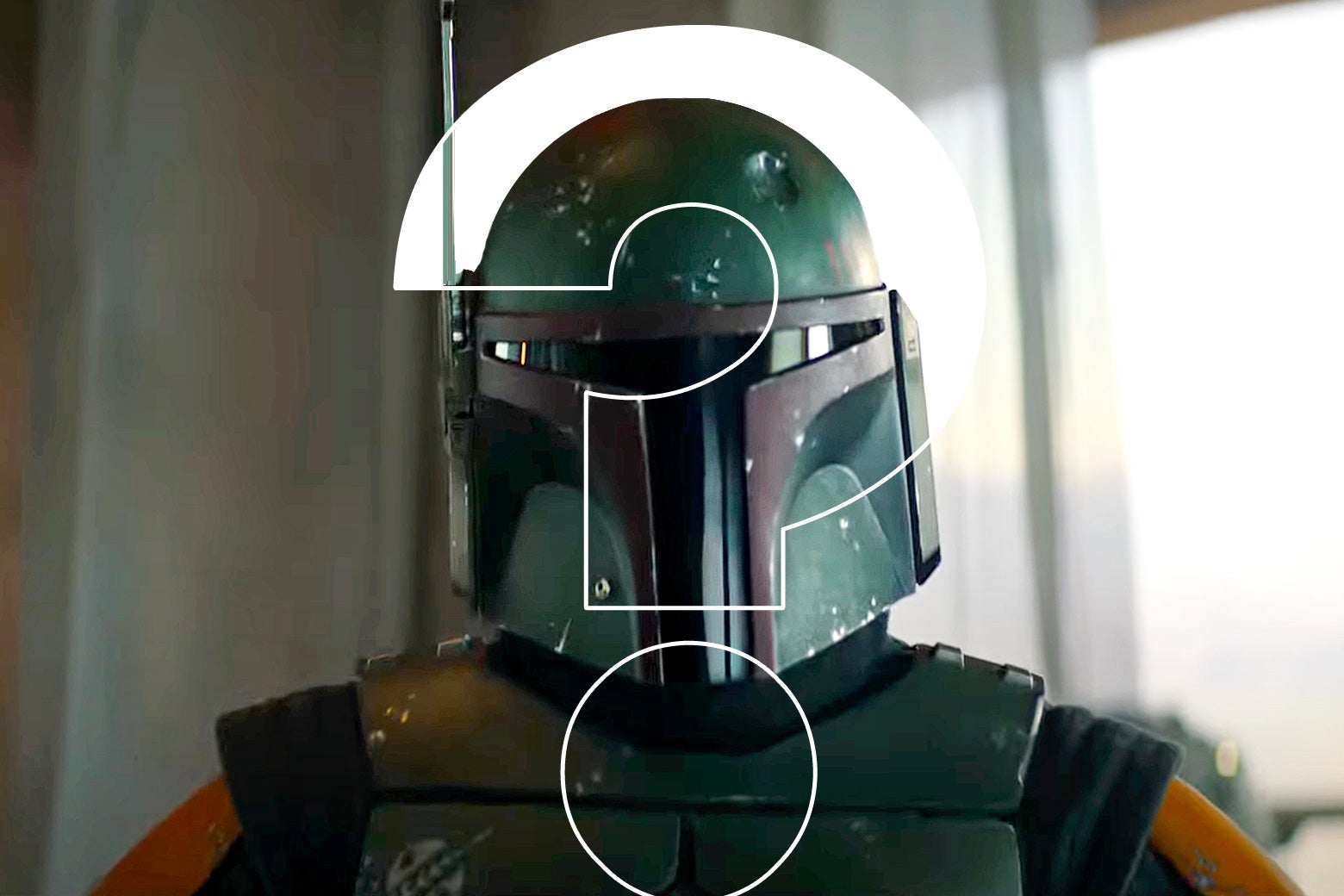 A man in a helmet faces the camera. A question mark illustration lays over his face.