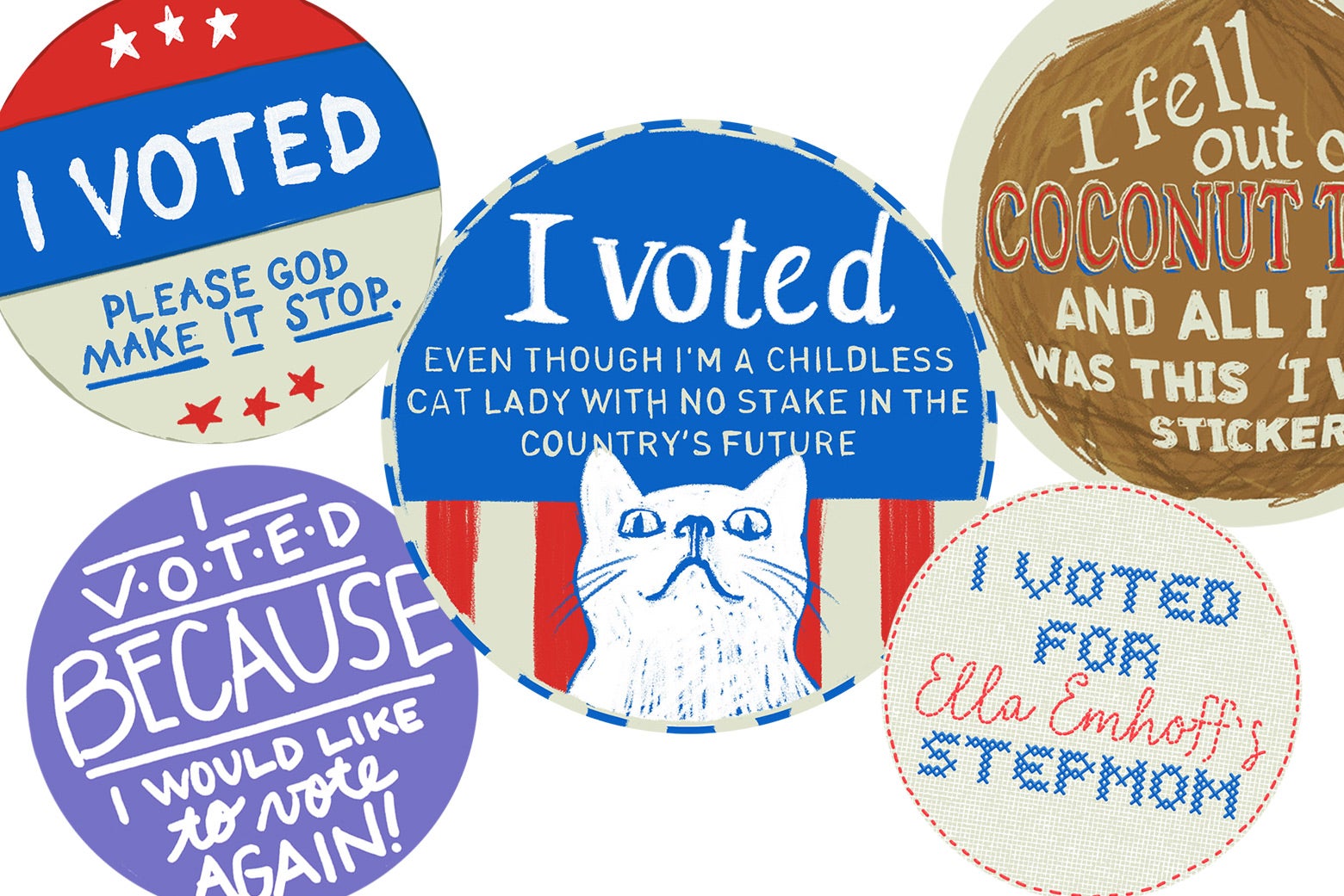 Election 2024: Donald Trump vs. Kamala Harris custom “I Voted” stickers. election-2024-donald-trump-vs-kamala-harris-custom-i-voted-stickers