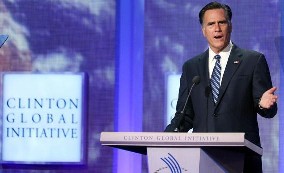 Mitt Romney speaks at the Clinton Global Initiative meeting on Tuesday in New York City. 