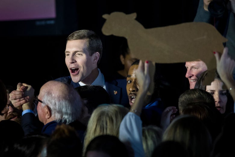 Conor Lamb at an election-night rally in Canonsburg, Pennsylvania in the early hours of Wednesday morning.