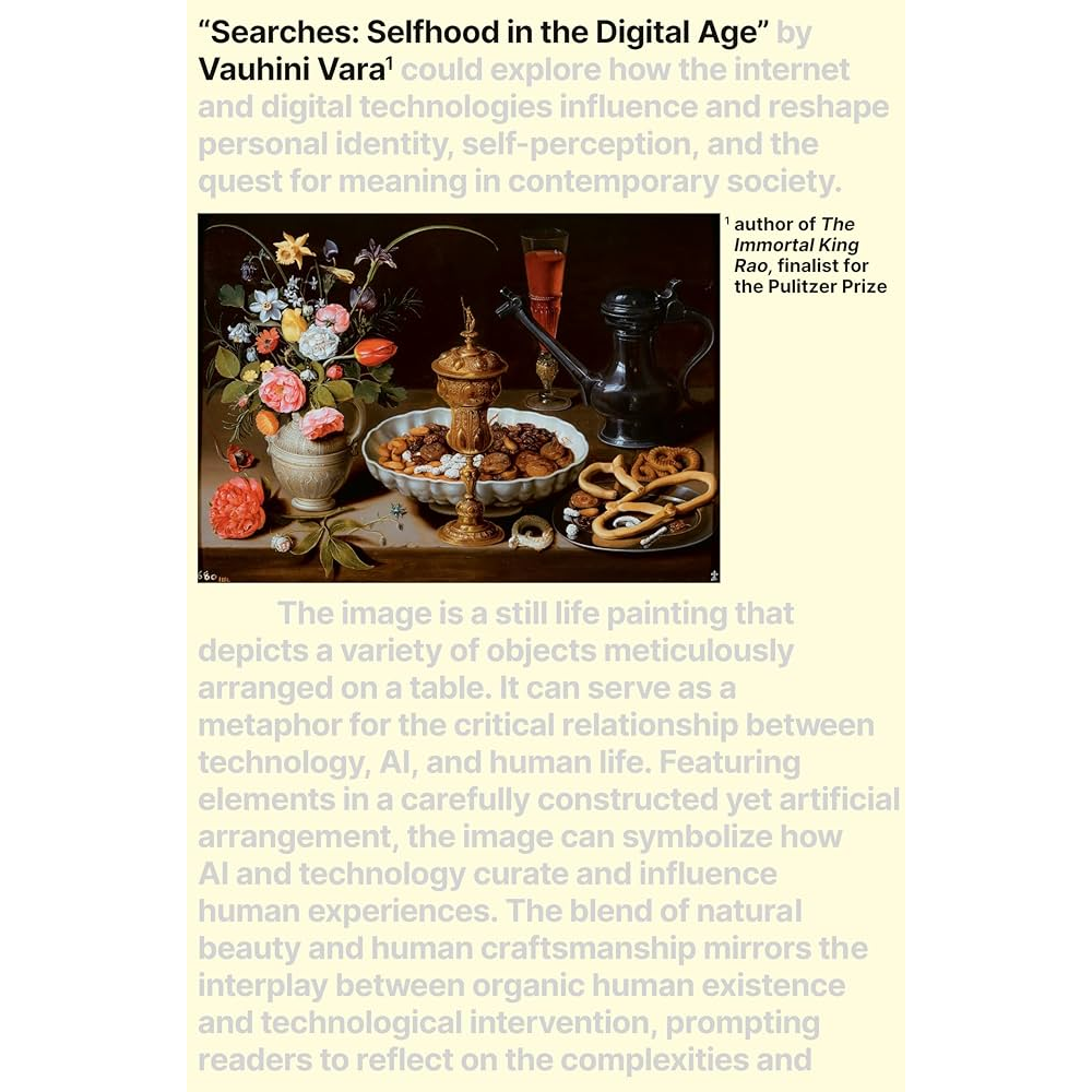 Book cover for Searches: Selfhood in the Digital Age by Vauhini Vara.