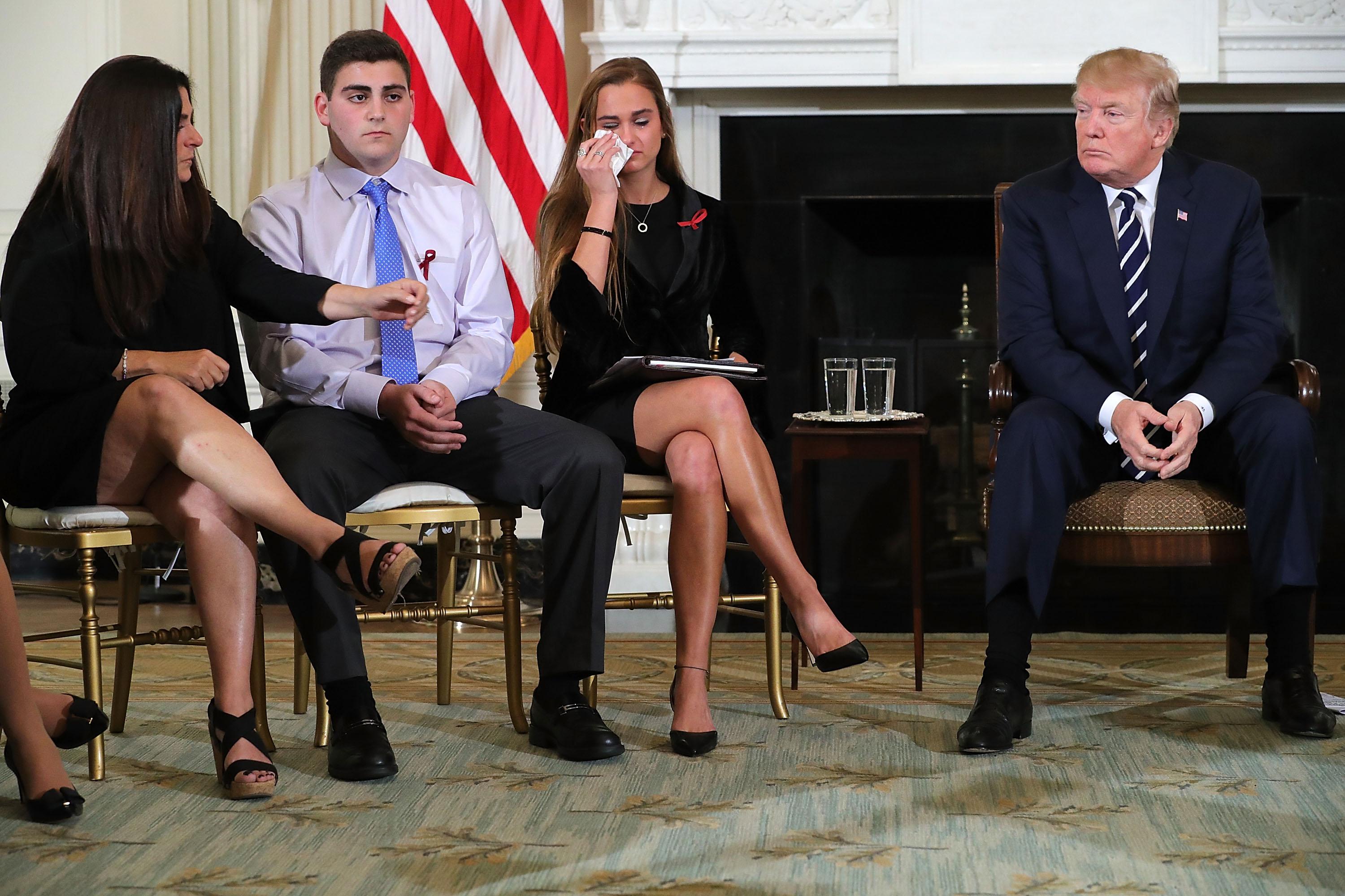 Donald Trump at a listening session with survivors of the Parkland shooting.