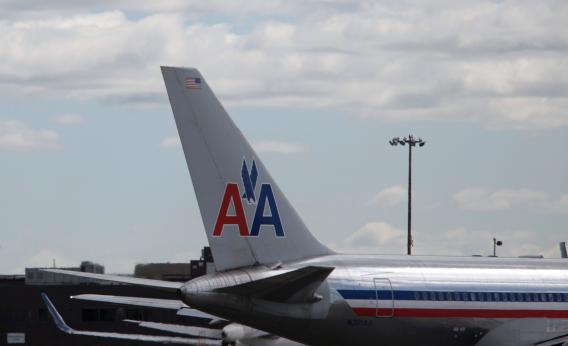 An American Airlines plane iat John F. Kennedy International Airport 