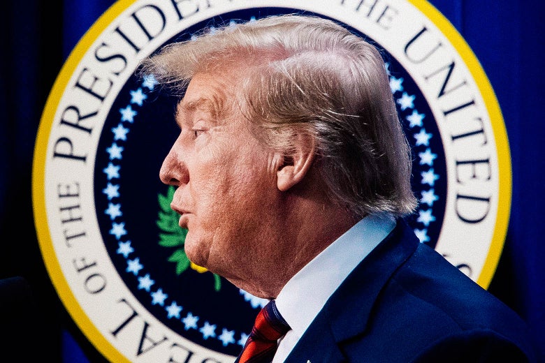 Donald Trump speaks at the White House on Wednesday.