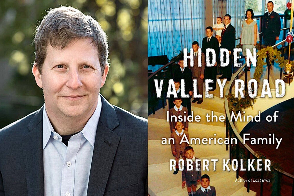 Robert Kolker and the cover of his book, Hidden Valley Road.