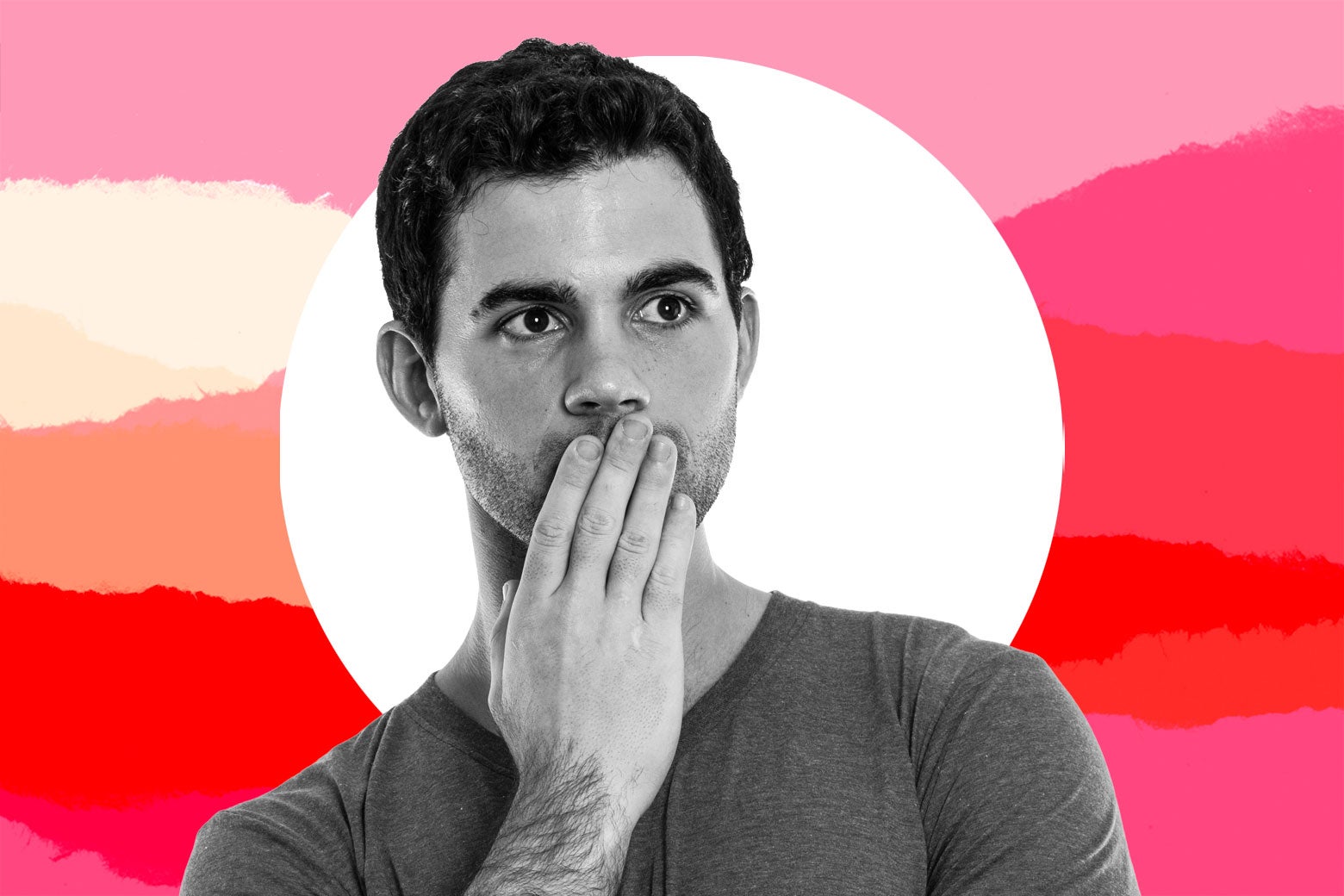 Man with his hand over his mouth.