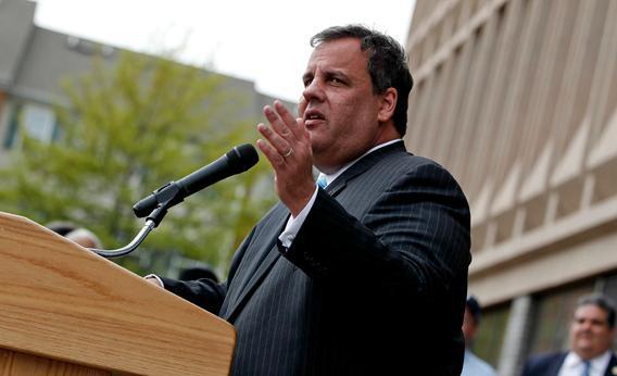 New Jersey Gov. Chris Christie speaks at a groundbreaking ceremony at Essex County Community College on May 7, 2013 in Newark, New Jersey.