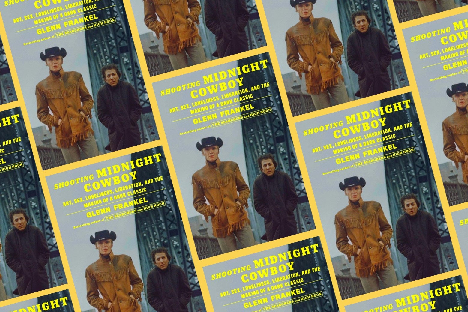 A repeating pattern of covers of Shooting Midnight Cowboy.
