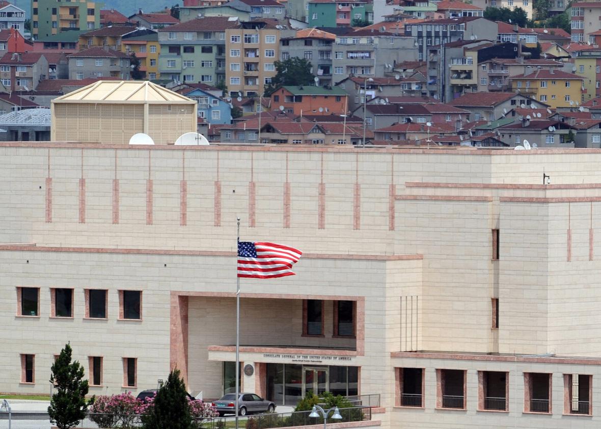 An American flag flies in front of the U.S. Consulate on July 9, 2008 in Istanbul, Turkey. 
