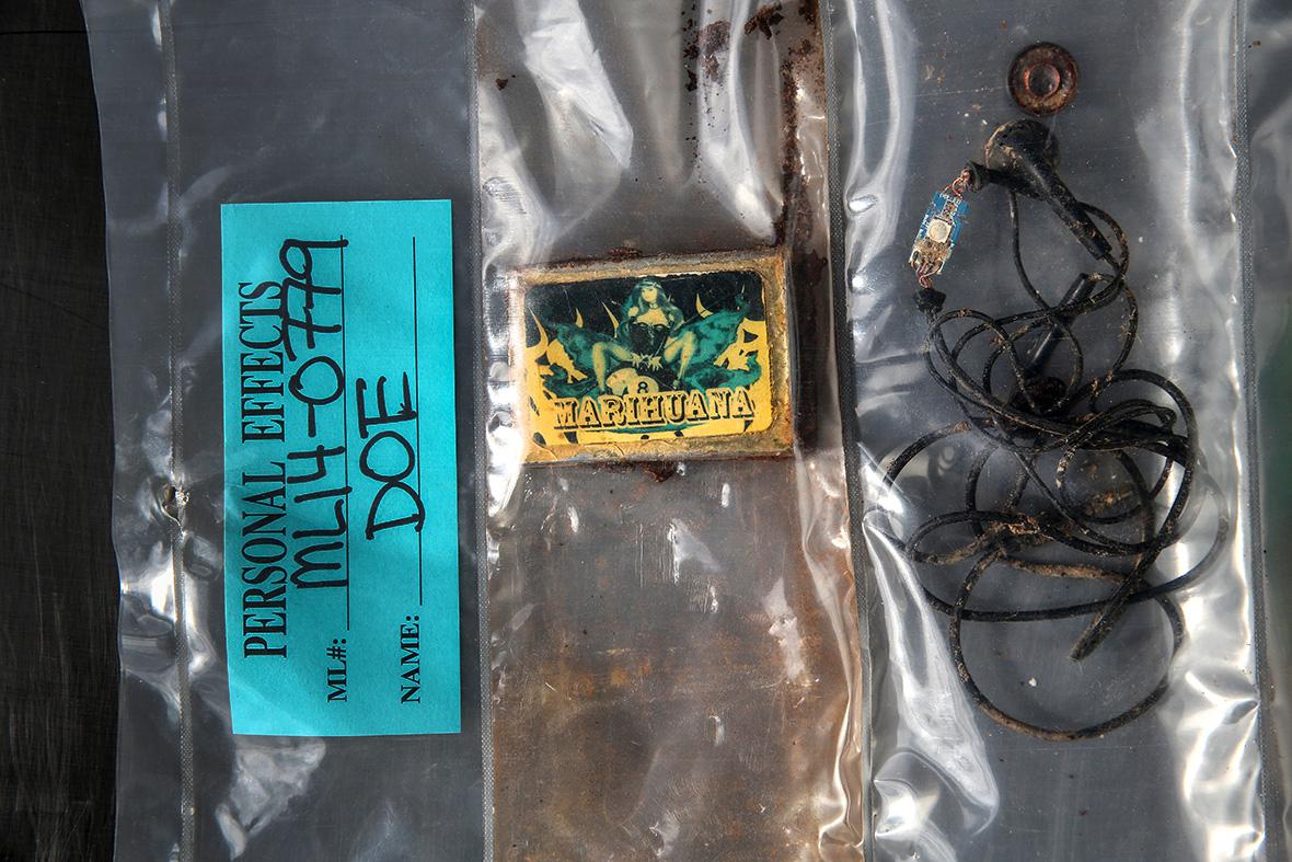 A box of matches and a set of earbuds found with the remains of a person discovered in the Arizona desert. 