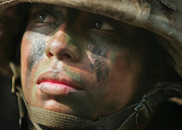 United States Marine Corps recruit Maria Martinez, 19, of Santa Anna, California