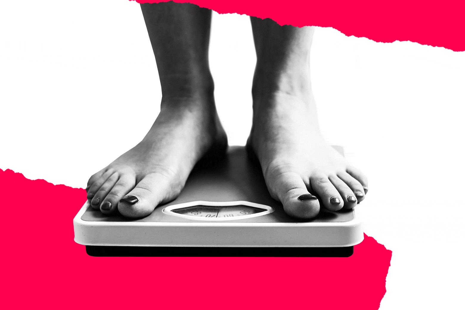 Photo illustration of someone standing on a scale.