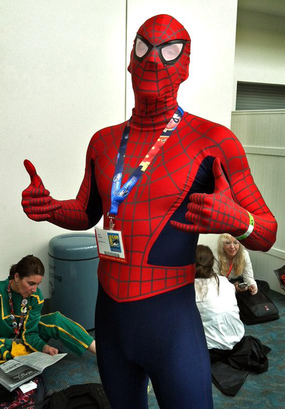 A Comic Con enthusiast dresses up as Spider Man, at the San Diego convention on July 13, 2012.