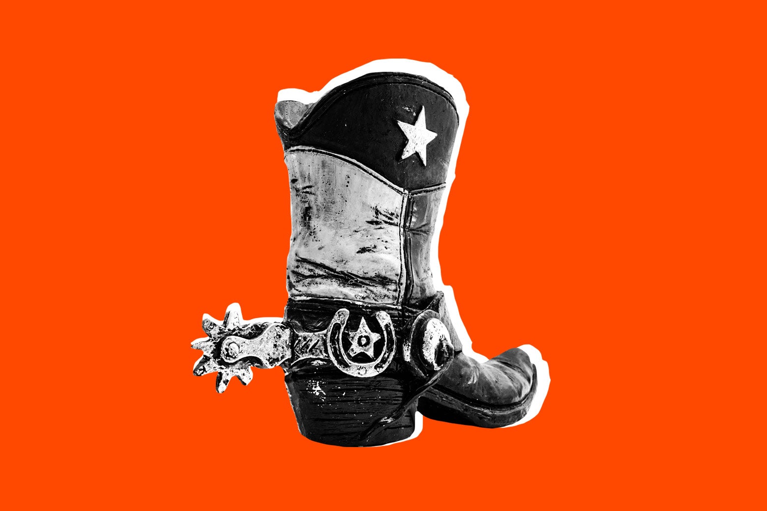 A Texas cowboy boot on a red background.