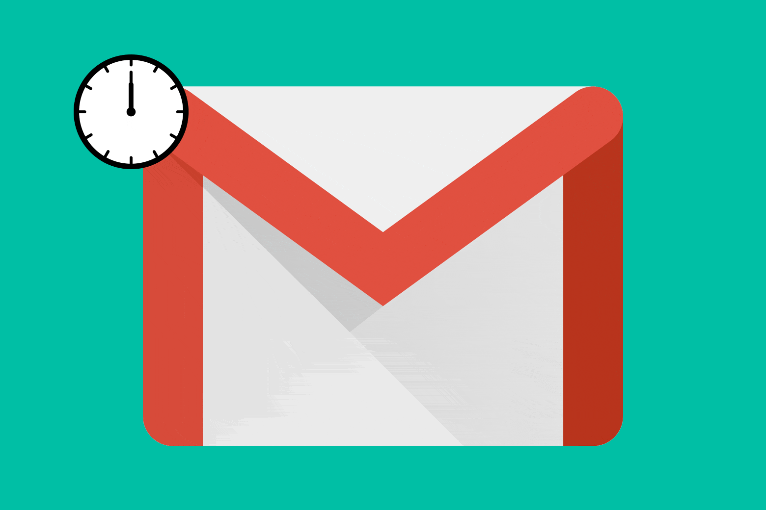 The Gmail envelope logo and an animation of a ticking clock.