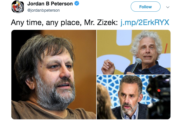 Jordan Peterson's tweet: "Any time, any place, Mr. Zizek."