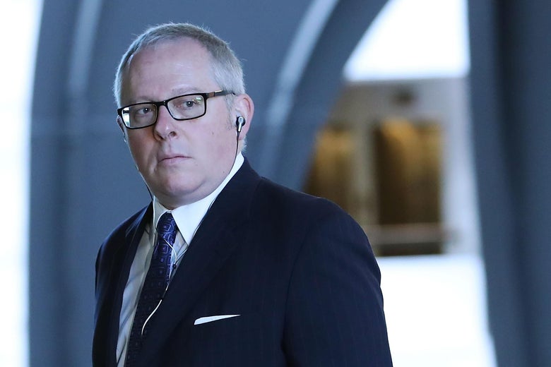 Former Trump campaign official Michael Caputo arrives at the Hart Senate Office on May 1, 2018 in Washington, D.C.