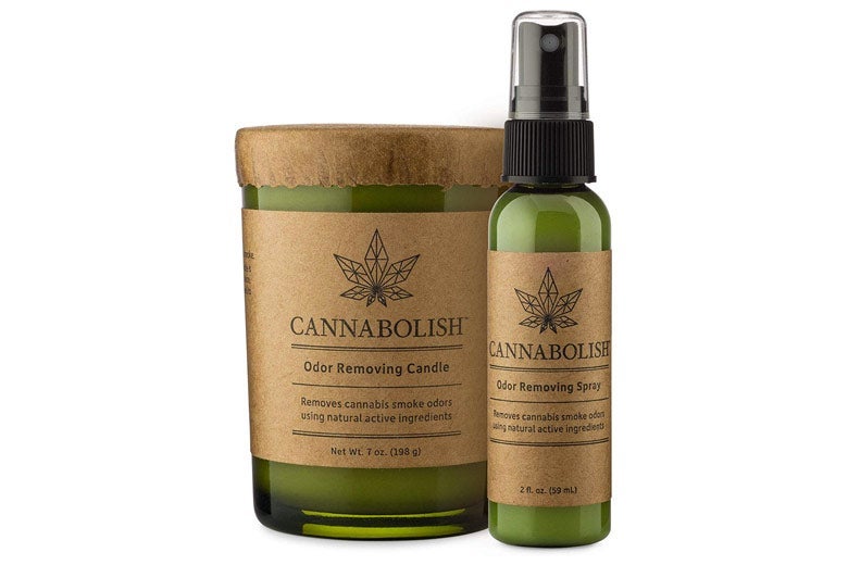 Cannabolish smoke odor-eliminating candle and spray