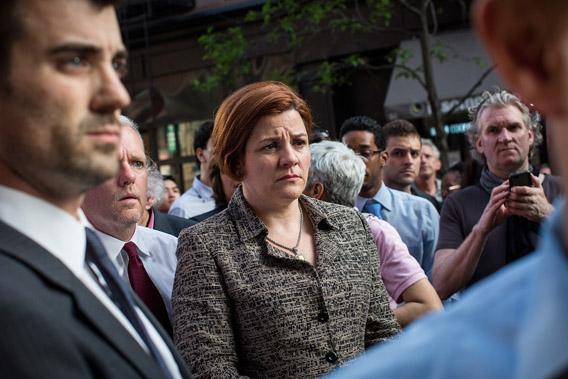 Speaker of New York City Council and Mayoral Candidate Christine Quinn participates in a Rally Against Hate, organized by members of New York's Lesbian-Gay-Transgender-Bisexual community.