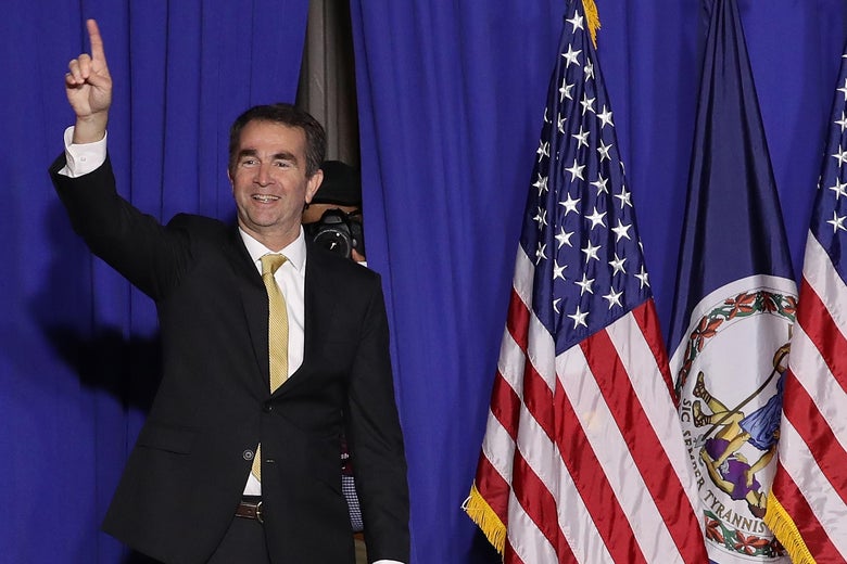FAIRFAX, VA - NOVEMBER 07: Ralph Northam, the Democratic candidate for governor of Virginia, greets supporters after during an election night rally November 7, 2017 in Fairfax, Virginia. Northam defeated Republican candidate Ed Gillespie.
  (Photo by Win McNamee/Getty Images)