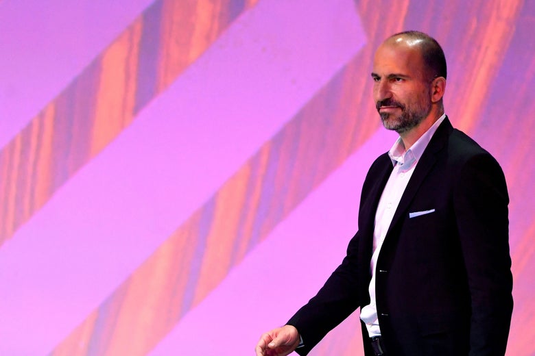 Uber's CEO Dara Khosrowshahi arrives to deliver a speech at the VivaTech (Viva Technology) trade fair in Paris, on May 24, 2018. (Photo by GERARD JULIEN / AFP)        (Photo credit should read GERARD JULIEN/AFP/Getty Images)