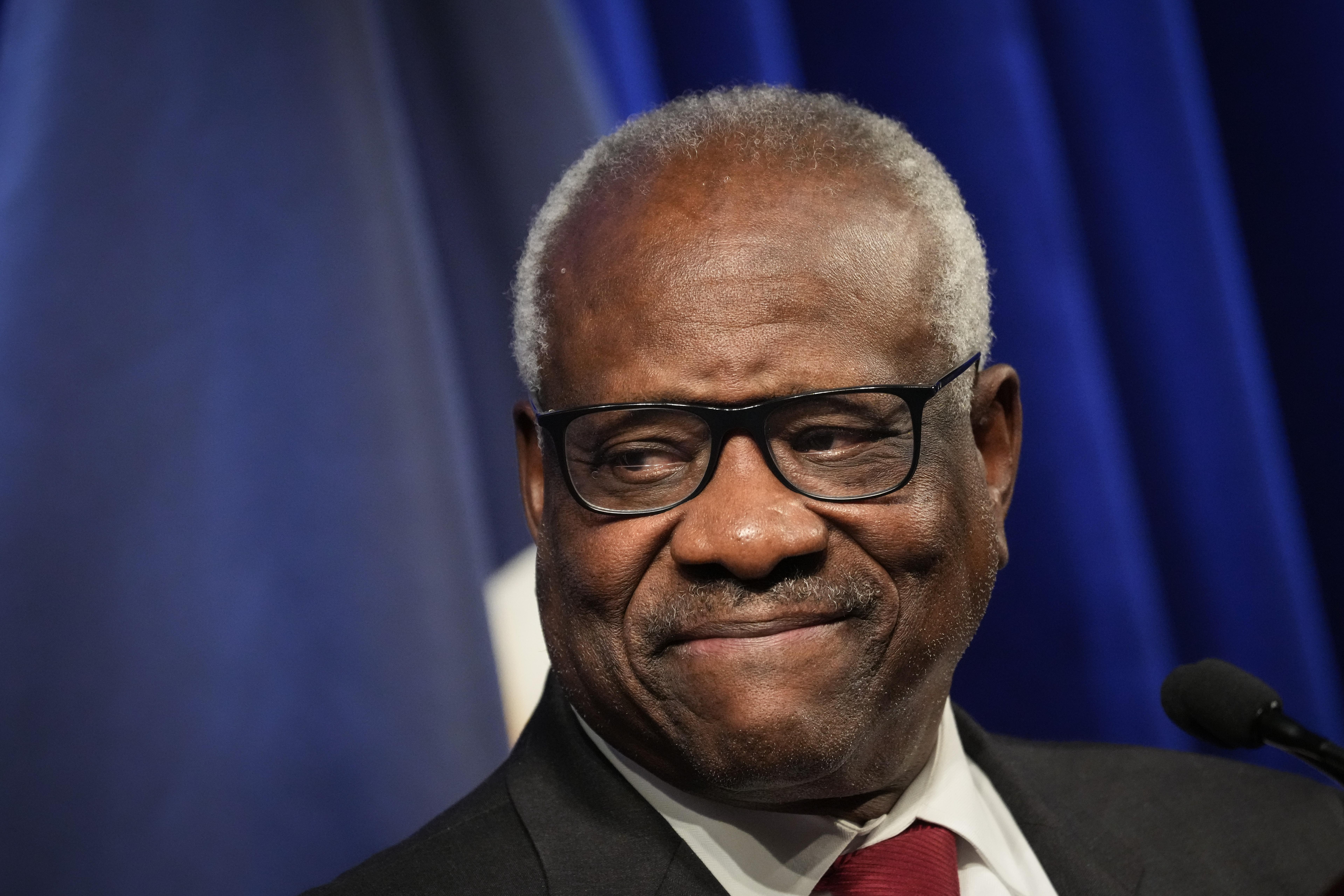 Associate Supreme Court Justice Clarence Thomas speaks at the Heritage Foundation on October 21, 2021 in Washington, DC. 