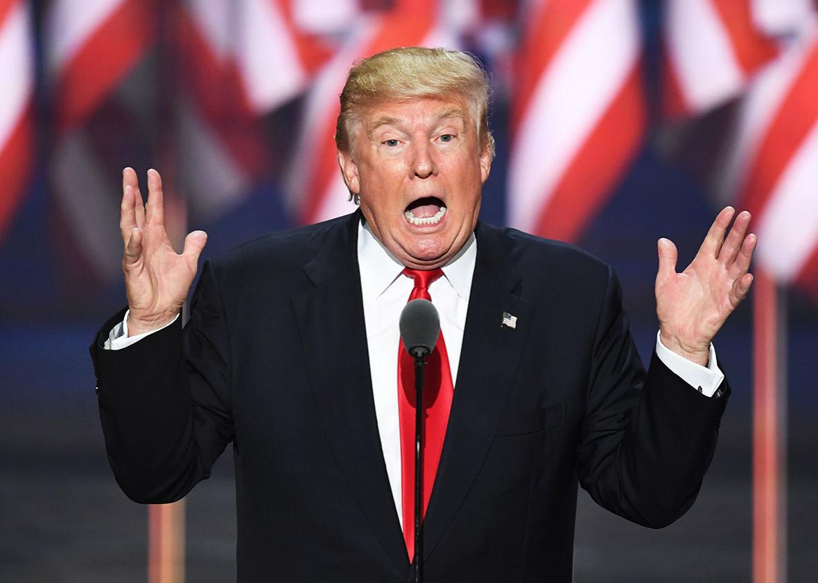 US Republican presidential candidate Donald Trump speaks on the last day of the Republican National Convention on July 21, 2016, in Cleveland, Ohio.