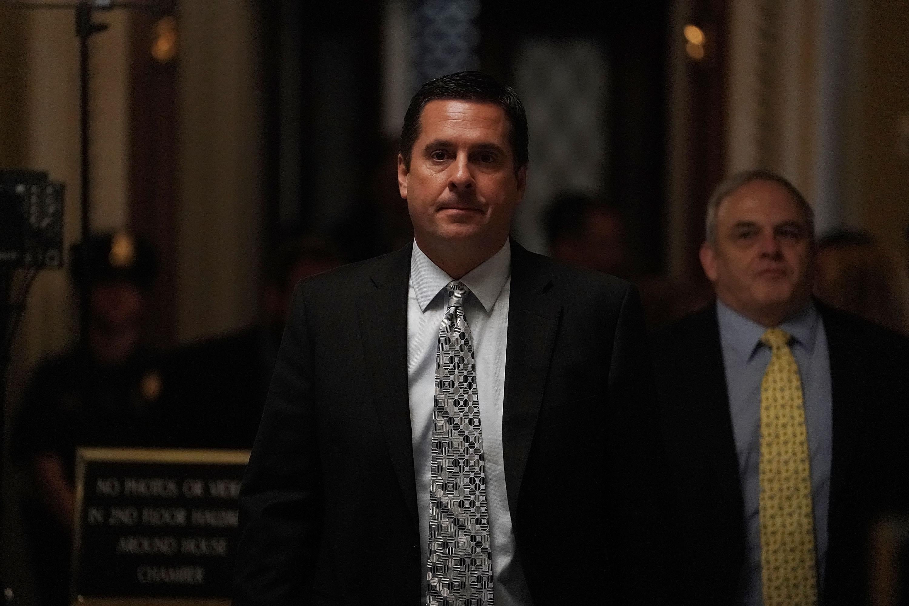 U.S. Rep. Devin Nunes, Chairman of House Intelligence Committee, passes through a hallway at the U.S. Capitol after a vote June 21, 2018 in Washington, DC.