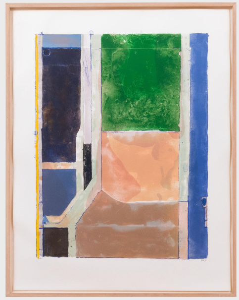 A lithograph with blocks of color.