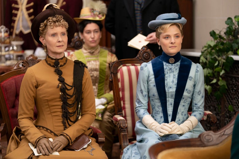Cynthia Nixon and Louise Jacobson in The Gilded Age.
