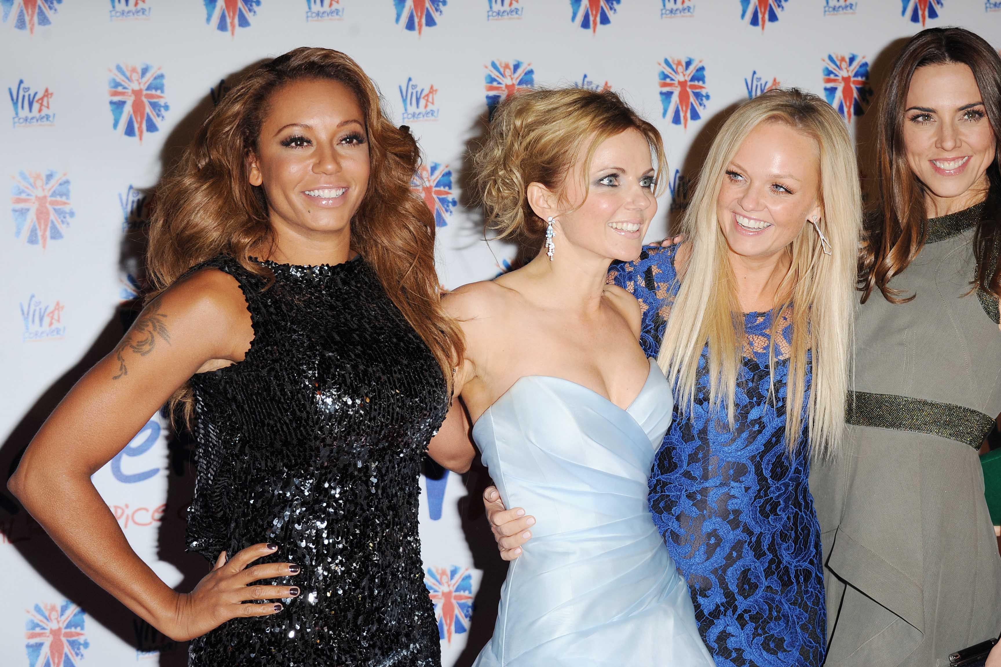 LONDON, UNITED KINGDOM - DECEMBER 11: Melanie Brown, Geri Halliwell, Emma Bunton and Melanie Chisholm attend the after party for the press night of 'Viva Forever', a musical based on the music of The Spice Girls at Victoria Embankment Gardens on December 11, 2012 in London, England. (Photo by Stuart Wilson/Getty Images)