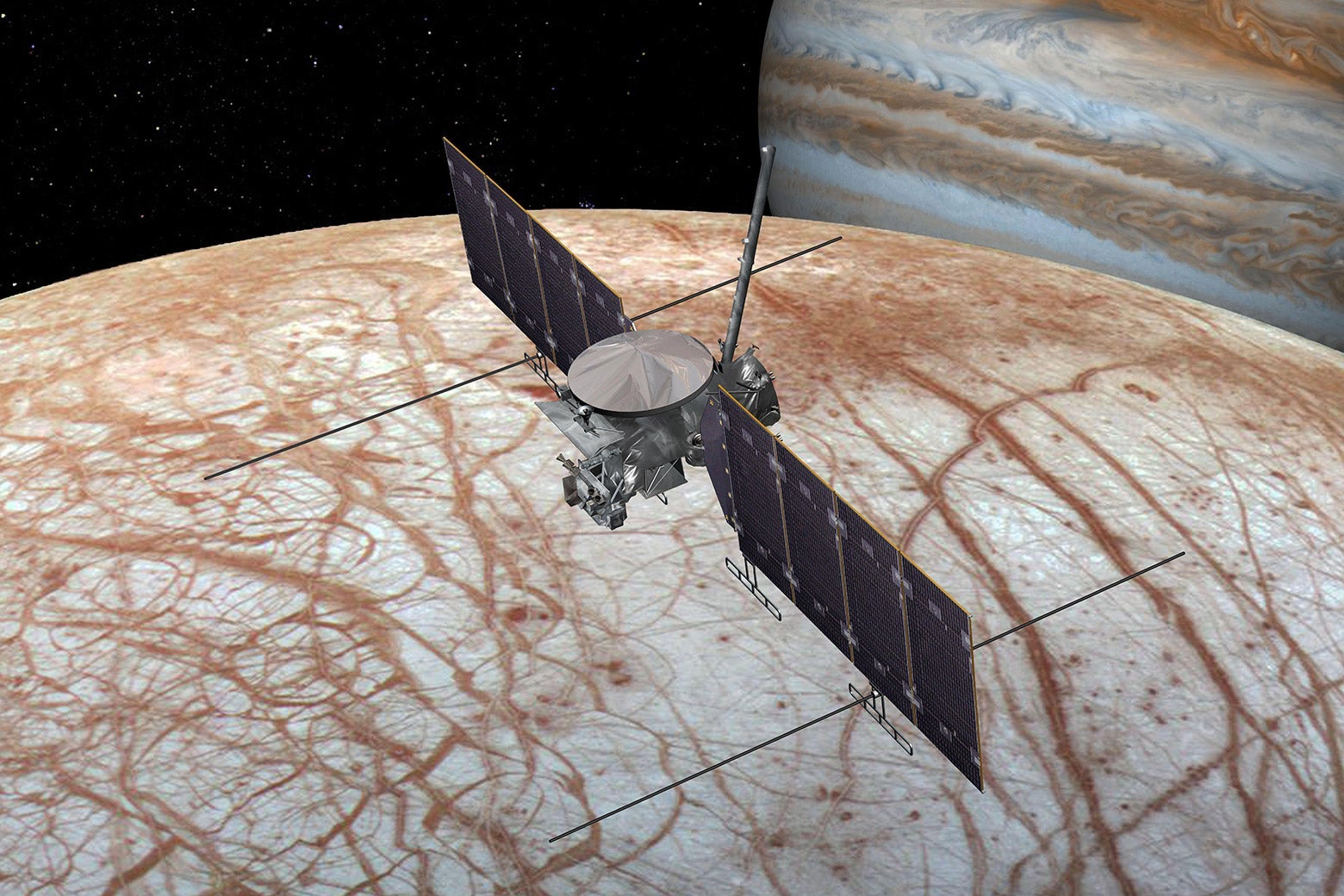 An artist's depiction of the Europa Clipper