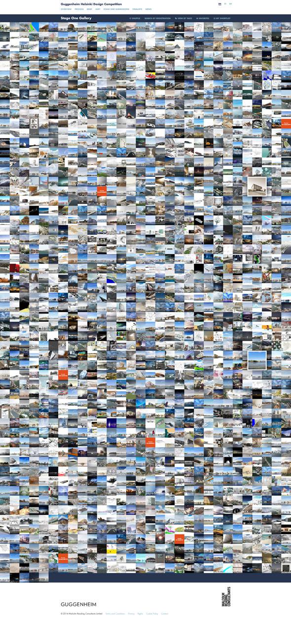 Screenshot of All 1,715 Designs in the Guggenheim Helsinki Contest via http://designguggenheimhelsinki.org/