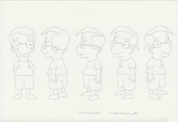 Simpsons early sketches from David Silverman: The first Milhouse