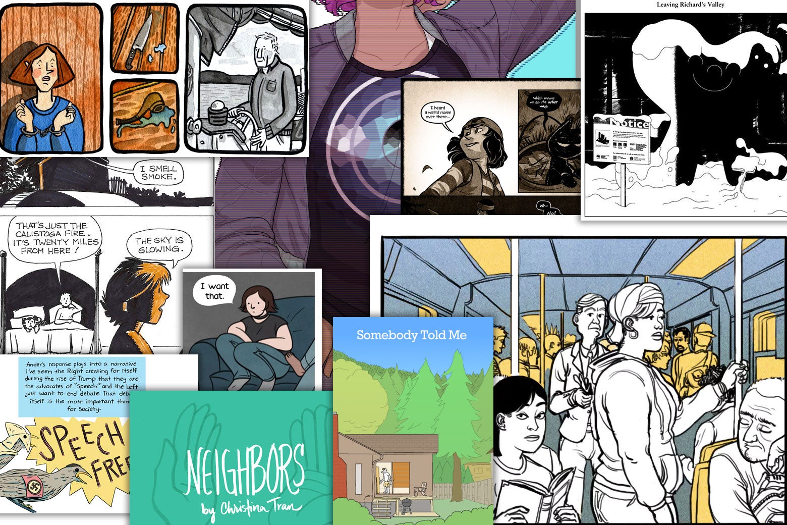 Collage of Cartoonist Studio Prize web comic nominees.