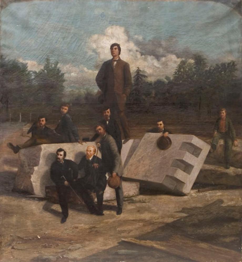 Lew Wallace’s painting of the Lincoln assassination conspirators, based on the sketches he made while sitting on the tribunal that tried them.  