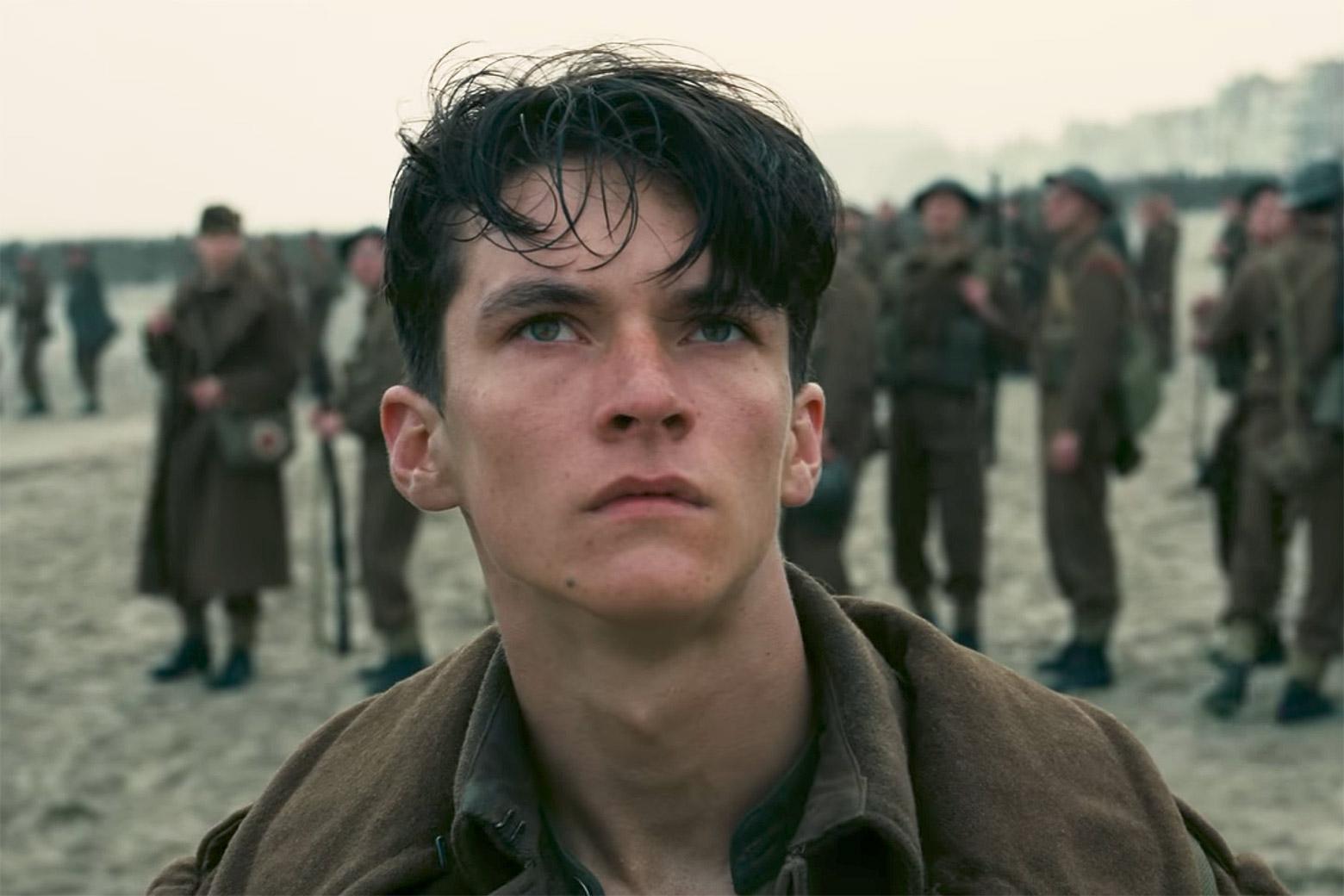 Fionn Whitehead as Tommy in Dunkirk.