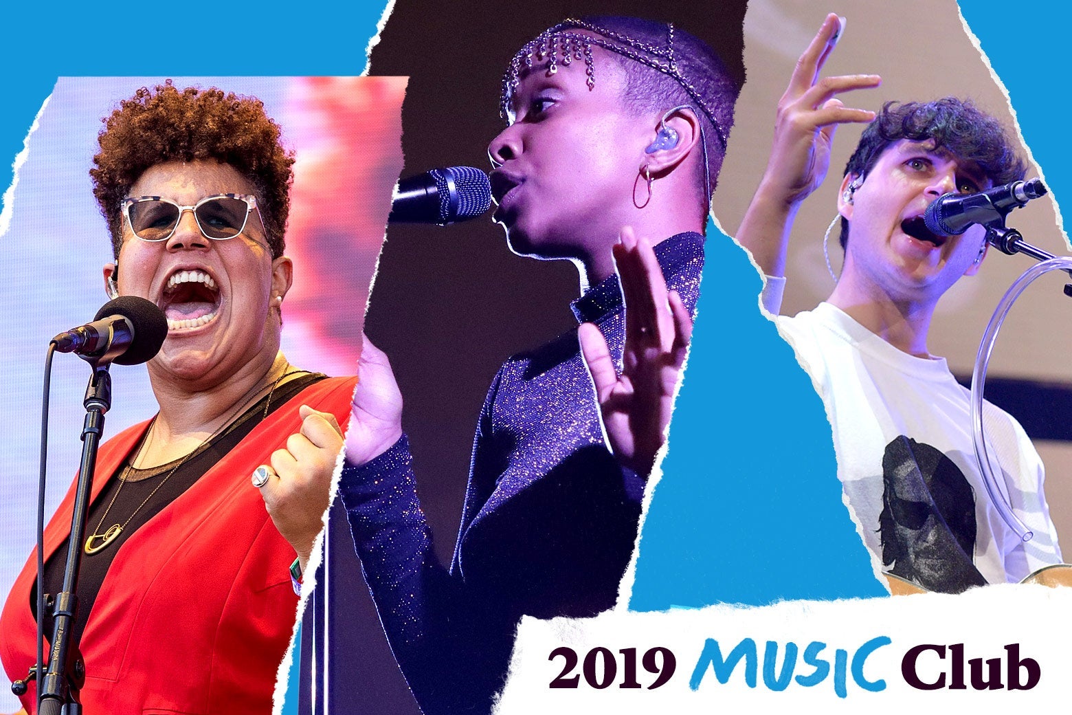 Brittany Howard, Jamila Woods, and Ezra Koenig with text in the corner that says, "2019 Music Club."