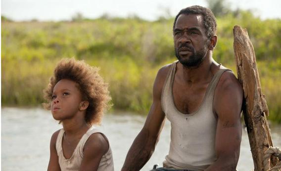 Quvenzhane Wallis as "Hushpuppy" and Dwight Henry as "Wink" in Beats of the Southern Wild.  